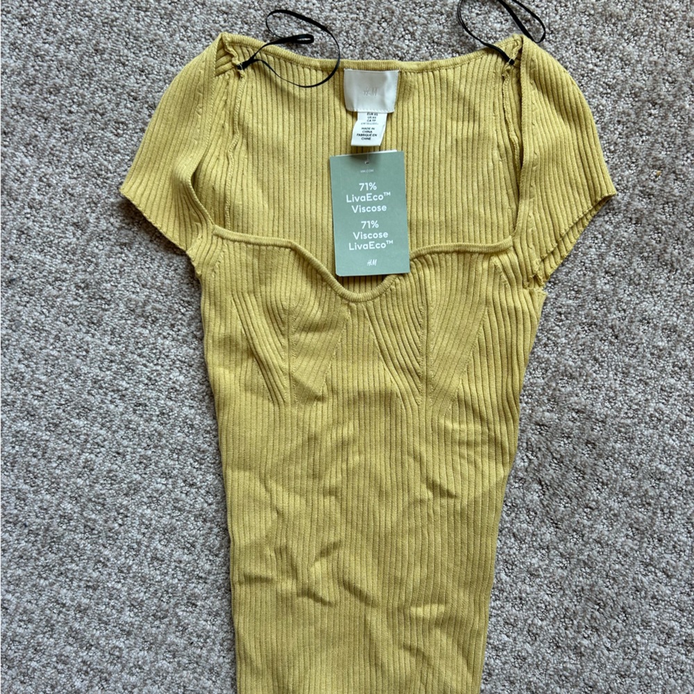 H&M NWT Yellow Ribbed Bodycon top